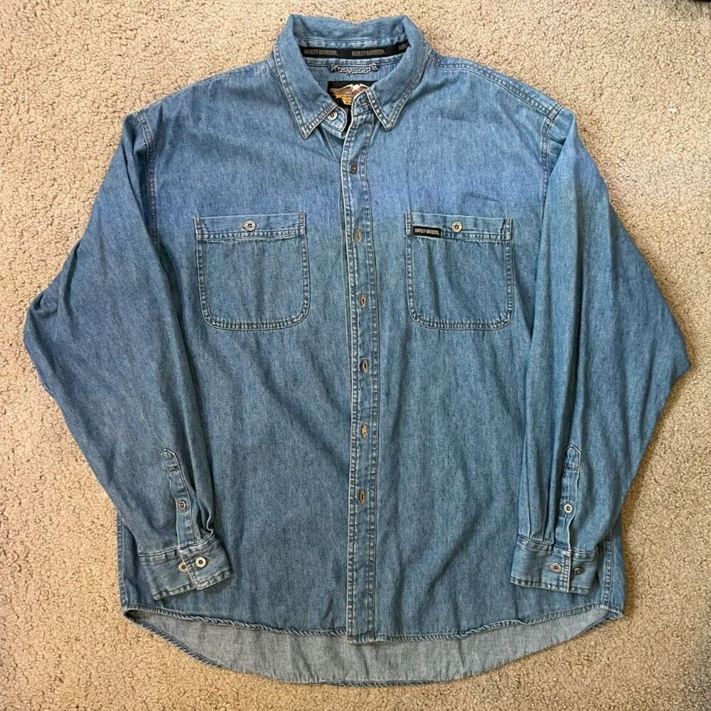 Harley Davidson Denim Button-Down  Shirt